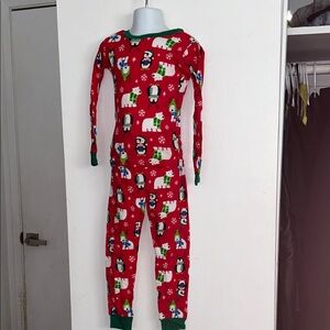 Target Red Kids Pajama Set with Green Accents